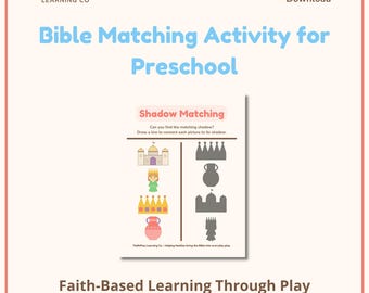 Queen Esther Shadow Matching Printable | Preschool Bible Visual Matching Activity | Christian Learning Game