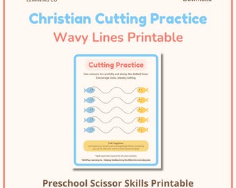 Christian Cutting Practice for Preschool – Wavy Lines Scissor Skills Printable