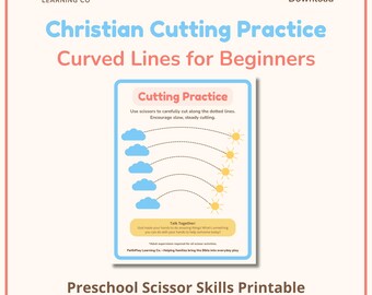 Christian Cutting Practice for Preschool – Curved Lines Beginner Scissor Skills Printable