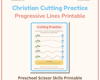 Christian Cutting Practice for Preschool – Progressive Lines Scissor Skills Printable