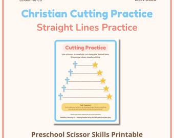 Christian Cutting Practice for Preschool – Straight Lines Scissor Skills Printable