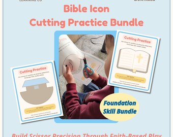 Bibel-Symbol Schneide-Übungs-Bundle für die Vorschule Scherenfähigkeiten