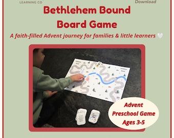 Nativity Board Game Printable Bethlehem Bound | Christian Preschool Christmas Advent Activity