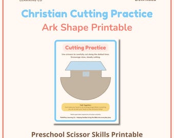Christian Cutting Practice for Preschool – Noah's Ark Shape Scissor Skills Printable