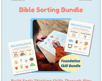 Bibelsortieraktivitäten Bundle für die Vorschule | Christliche Hausschule zum Ausdrucken