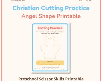 Christian Cutting Practice for Preschool – Angel Shape Scissor Skills Printable