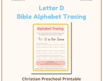 Letter D Bible Alphabet Tracing | Christian Preschool Printable | Faith Based ABC Handwriting Practice