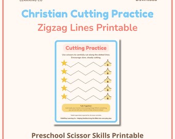 Christian Cutting Practice for Preschool – Zigzag Lines Scissor Skills Printable