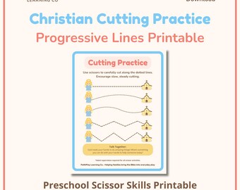 Christian Cutting Practice for Preschool – Progressive Lines Beginner Scissor Skills Printable