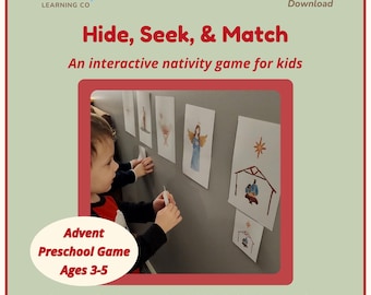 Nativity Hunt and Match Game Printable | Christmas Advent Activity Kids | Preschool Sunday School