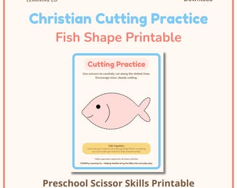 Christian Cutting Practice for Preschool – Fish Shape Scissor Skills Printable
