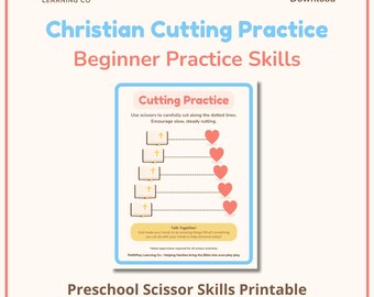 Christian Cutting Practice for Preschool – Straight Lines Beginner Scissor Skills Printable