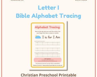 Letter I Bible Alphabet Tracing | Christian Preschool Printable | Faith Based ABC Handwriting Practice