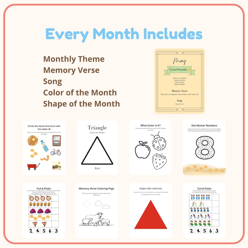 Christian Preschool Curriculum for Ages 3–5 Bible Based Full Year Learning image 4