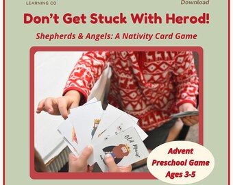Shepherds and Angels | Nativity Old Maid Card Game Printable | Christmas Preschool Advent Activity