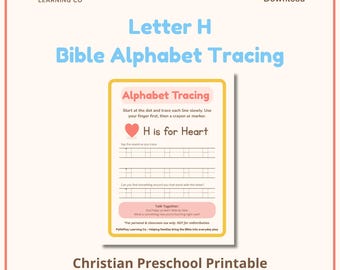 Letter H Bible Alphabet Tracing | Christian Preschool Printable | Faith Based ABC Handwriting Practice