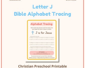 Letter J Bible Alphabet Tracing | Christian Preschool Printable | Faith Based ABC Handwriting Practice