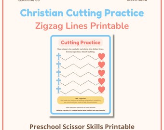 Christian Cutting Practice for Preschool – Zigzag Lines Beginner Scissor Skills Printable