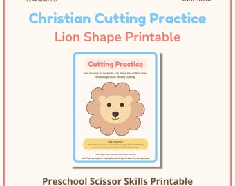 Christian Cutting Practice for Preschool – Lion Shape Scissor Skills Printable