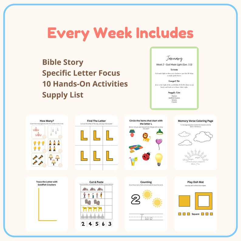 Christian Preschool Curriculum for Ages 3–5 Bible Based Full Year Learning image 5
