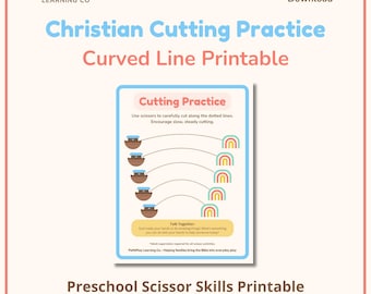 Christian Cutting Practice for Preschool – Curved Lines Scissor Skills Printable