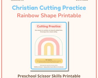 Christian Cutting Practice for Preschool – Rainbow Shape Scissor Skills Printable