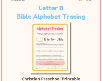 Letter B Bible Alphabet Tracing | Christian Preschool Printable | Faith Based ABC Handwriting Practice