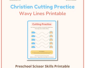 Christian Cutting Practice for Preschool – Wavy Lines Beginner Scissor Skills Printable