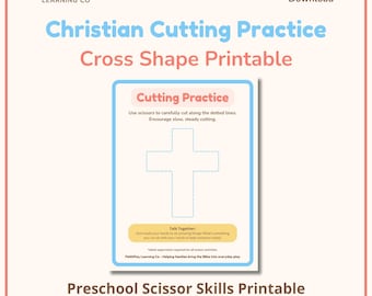 Easter Cutting Practice | Christian Preschool Scissor Skills Printable | Cross Shape