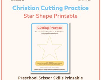 Christian Cutting Practice for Preschool – Star Shape Scissor Skills Printable