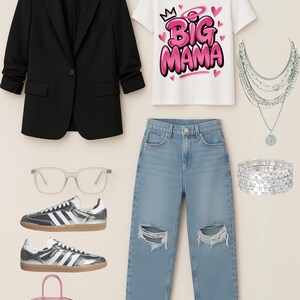 Gráfico Digital BIG MAMA – Design de Letras em Bolha Rosa em Negrito para Camisetas, Sacolas e Mais | Download Instantâneo PNG | Dia das Mães, Ener Baddie do Dia a Dia