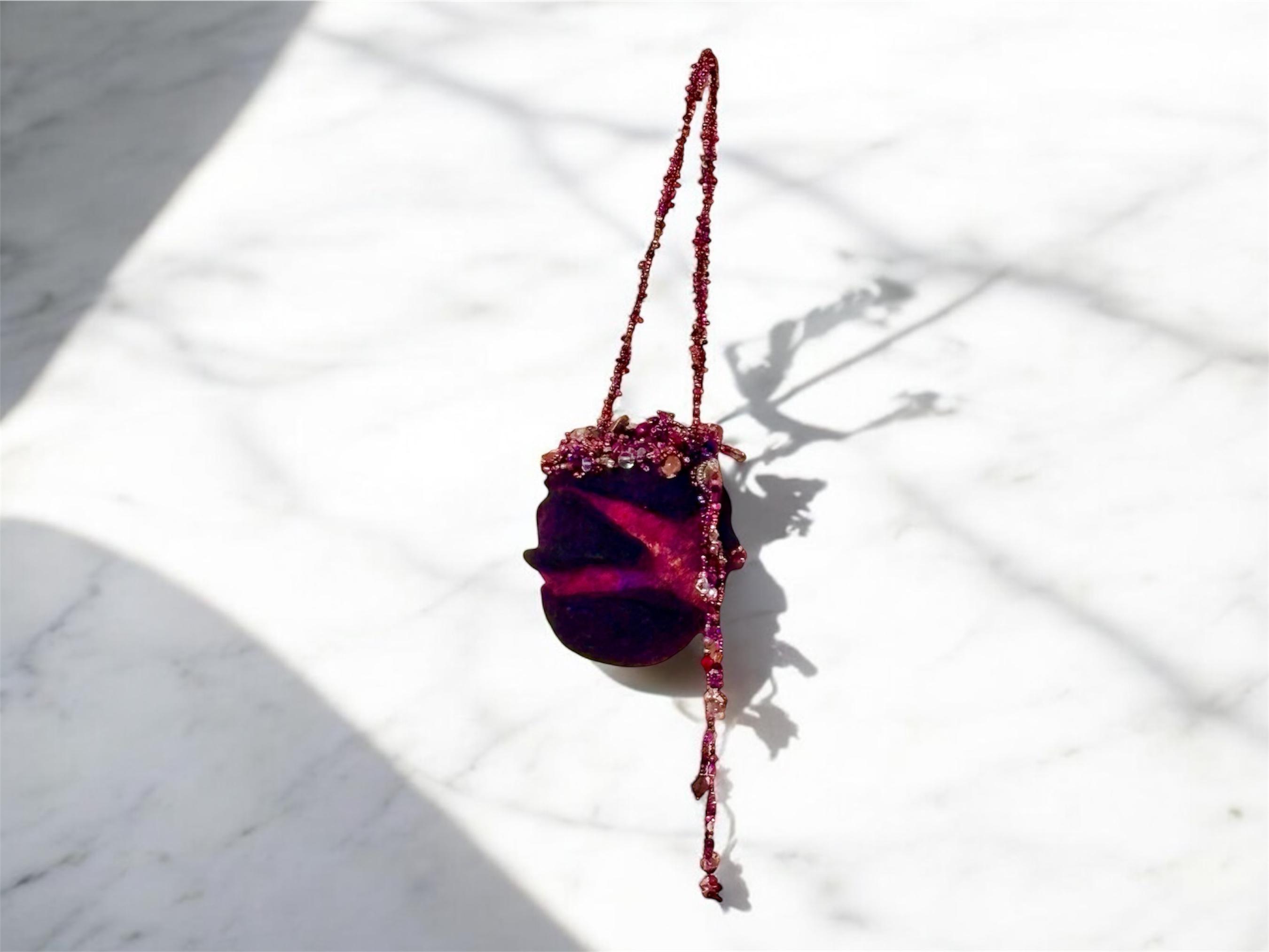 Enchanting Hanging Basket Vessel, ,  stunning fusion of Swarovski crystals, exquisite Czech glass, and charming vintage buttons. - Thumbnail 3