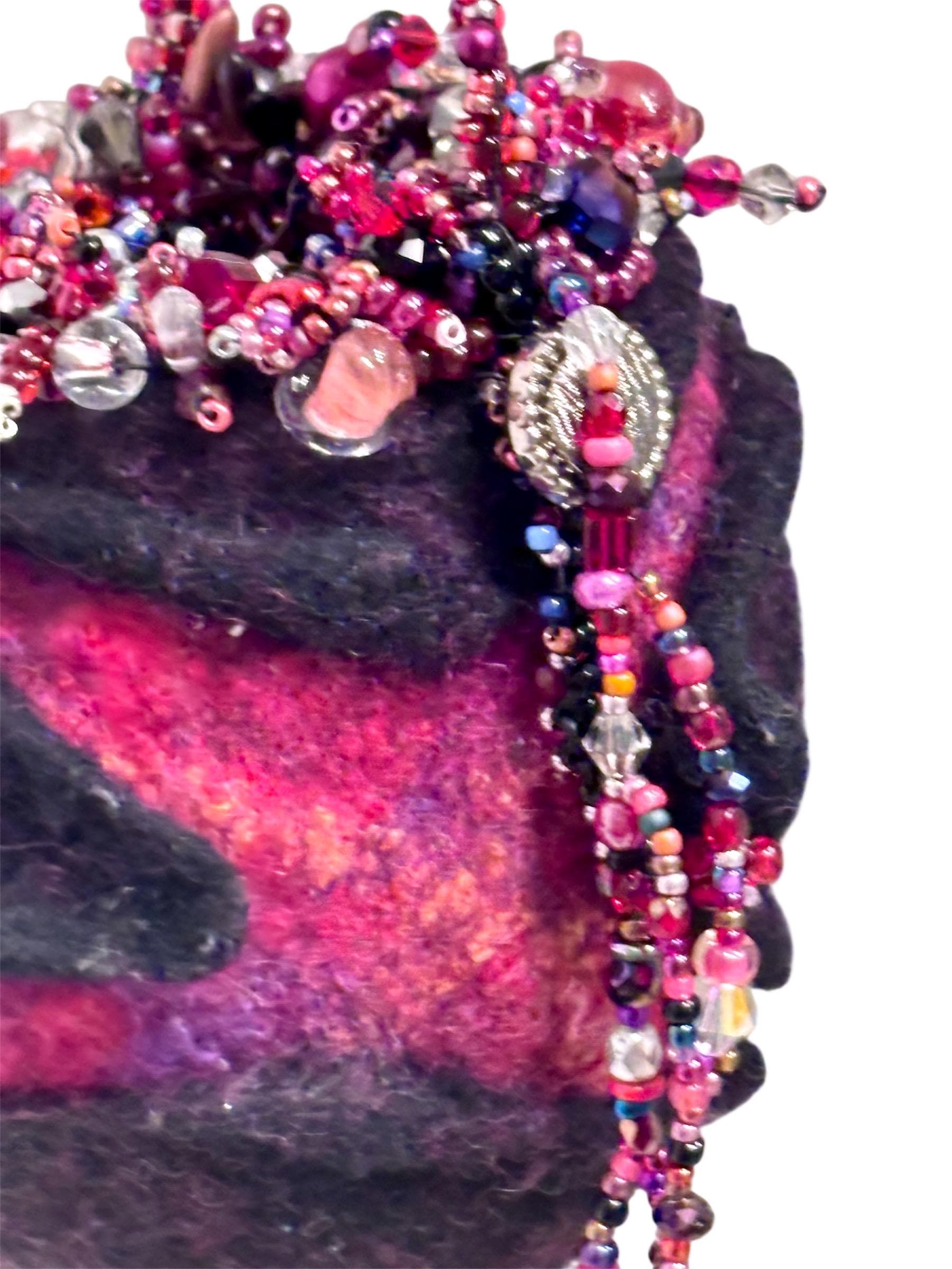 Enchanting Hanging Basket Vessel, ,  stunning fusion of Swarovski crystals, exquisite Czech glass, and charming vintage buttons. - Thumbnail 5