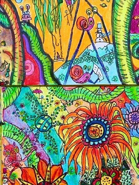 Spring Sprung - Art Print, Colorful, Mixed Media, Giclee Print, Signed By Artist, Matted - Thumbnail 2