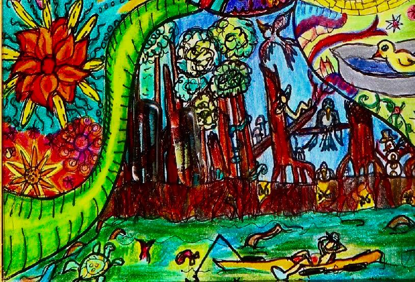 Out of Control - Art Print, Colorful, Mixed Media, Giclee Print On Archival Paper, Fabric, Canvas, Archival Ink, Signed By Artist, Matted - Thumbnail 3