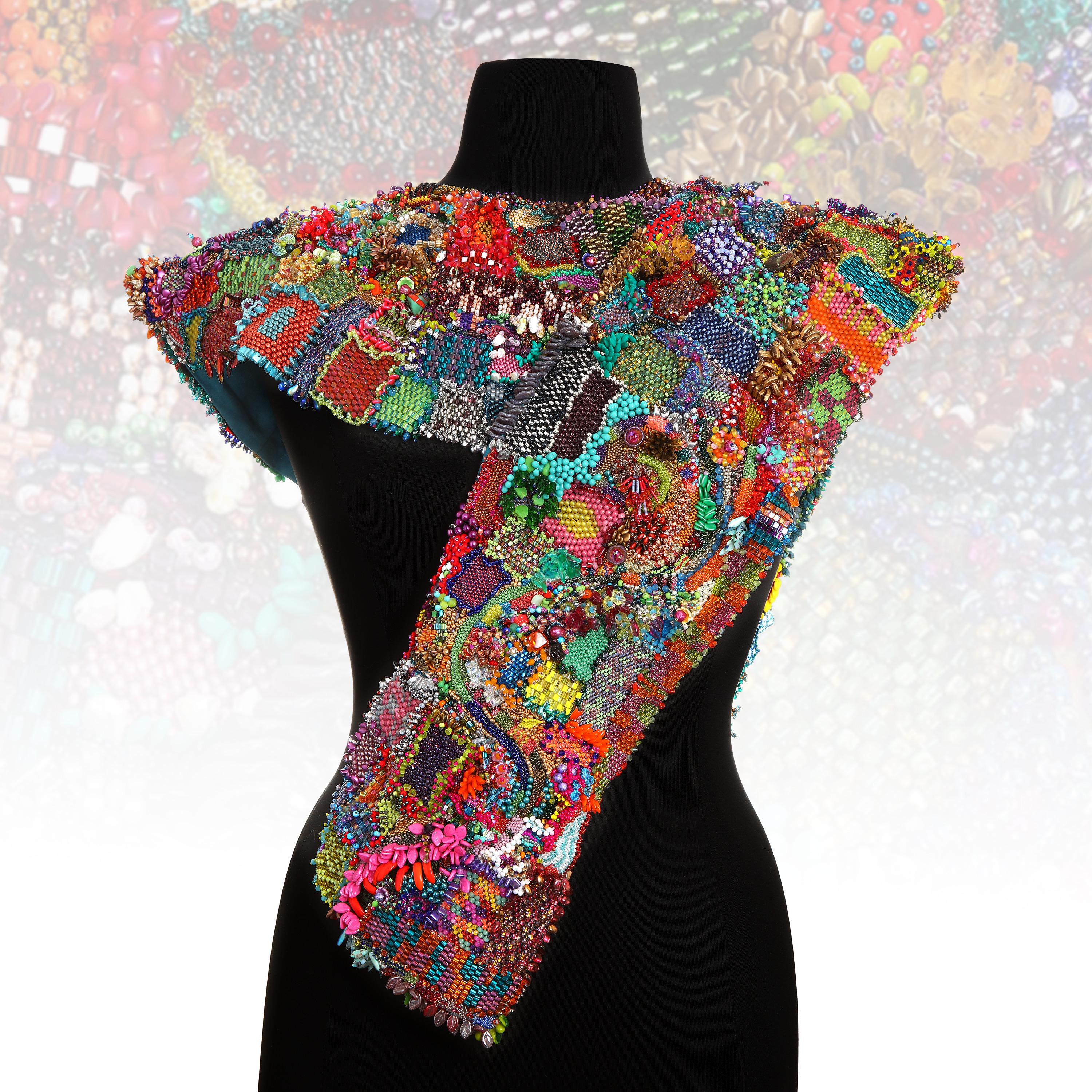 The Listening Shawl, Fine Art, Giclee, Archival Art Print of Sculptural, Tubular and FreeForm Peyote Beadwork