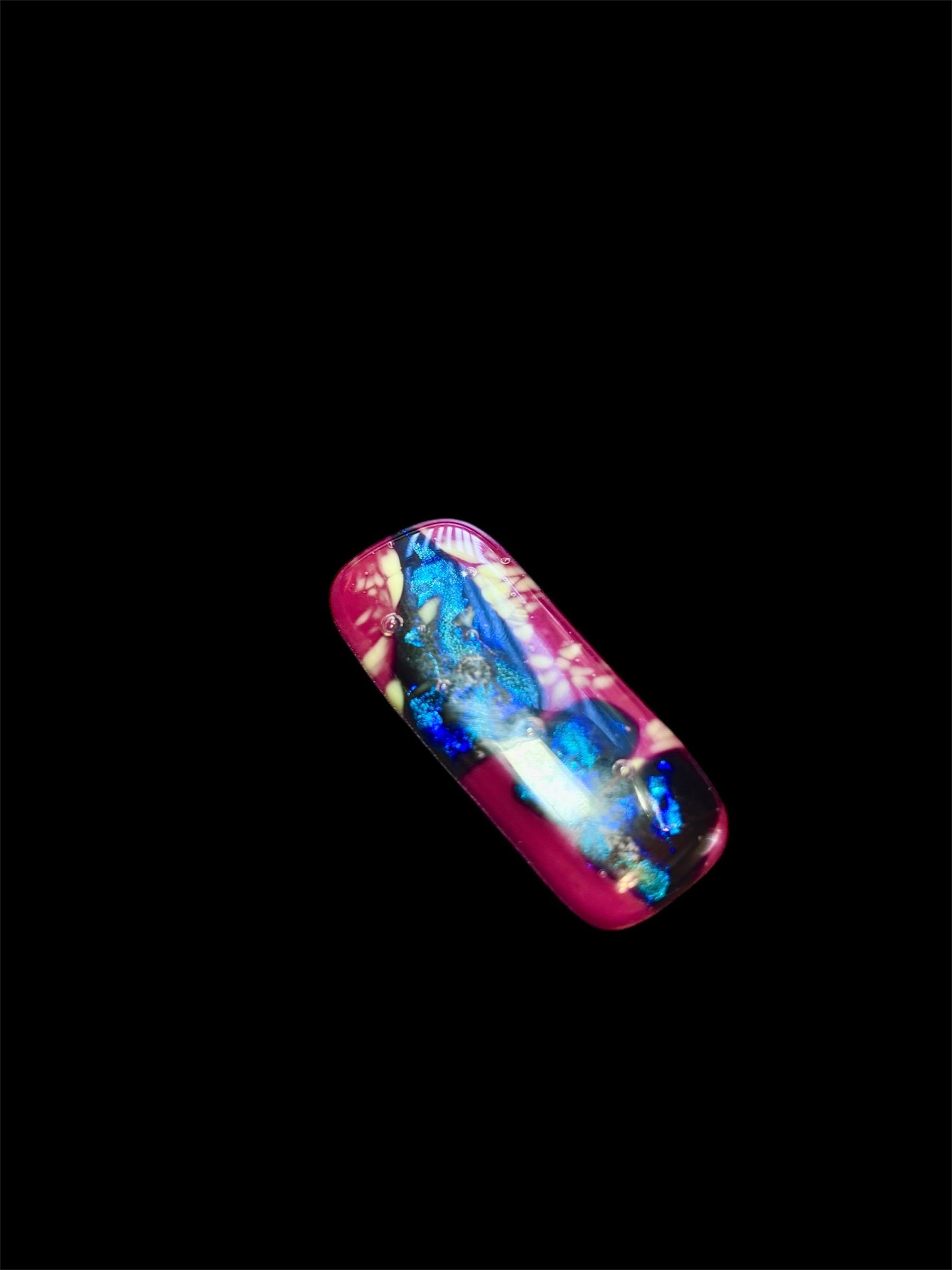 Handcrafted Fused Glass Pendant Necklace – Dichroic - Unique Wearable Art Jewelry - Thumbnail 2