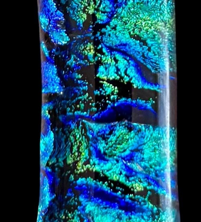 Handcrafted Fused Glass Pendant Necklace – Dichroic Glass - Unique Wearable Art Jewelry - Thumbnail 3