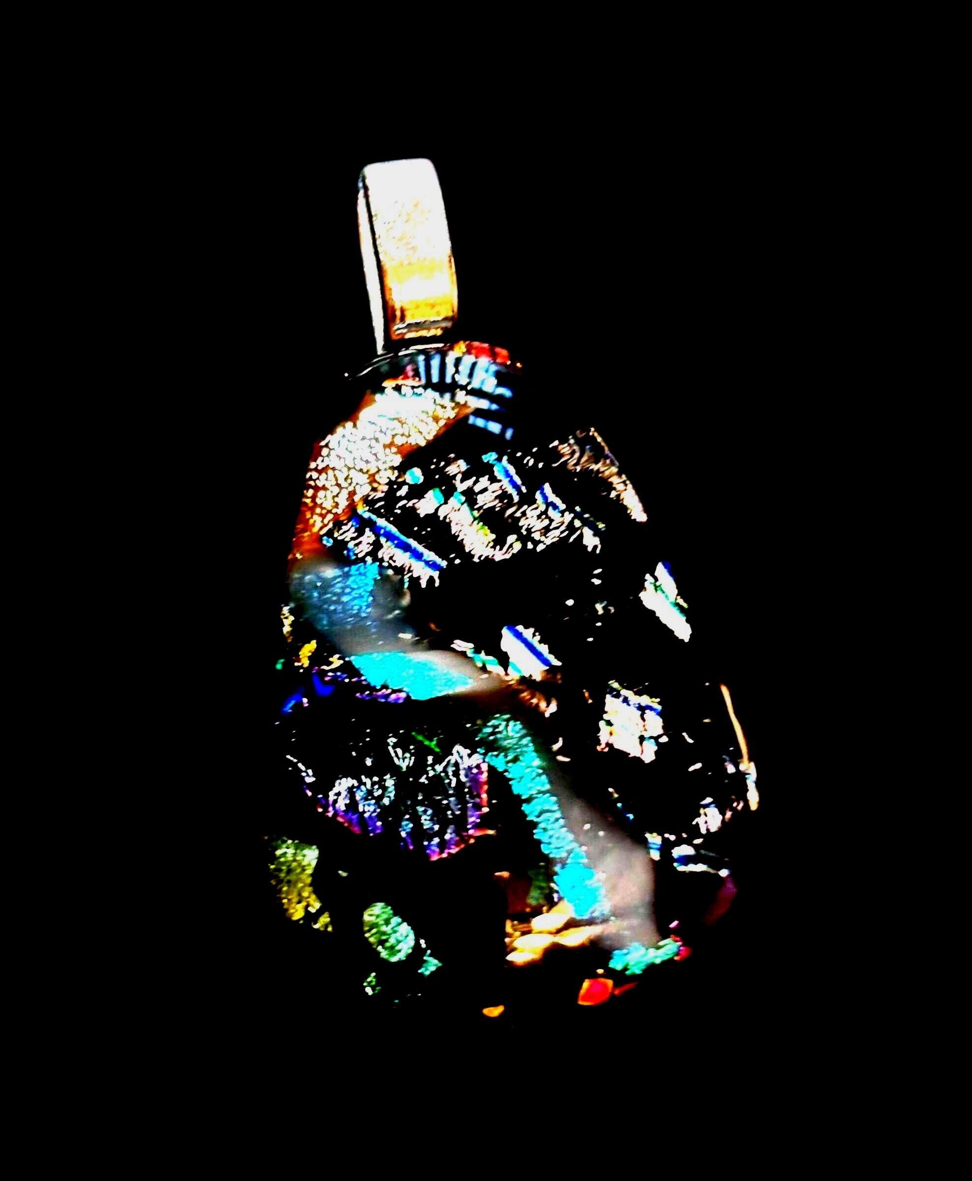 Handcrafted Fused Glass Pendant Necklace – Dichroic Glass - Unique Wearable Art Jewelry - Thumbnail 2