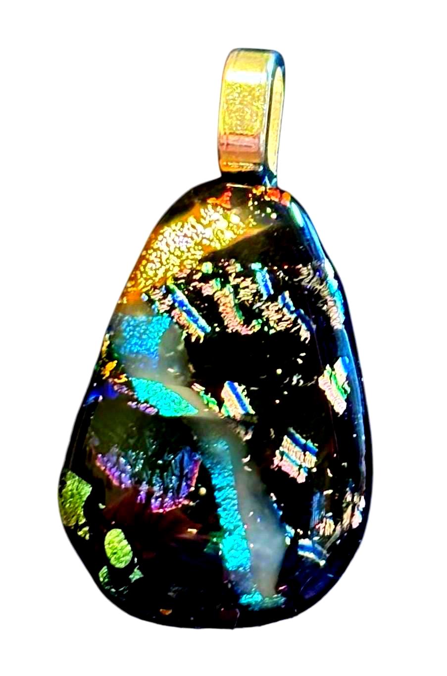 Handcrafted Fused Glass Pendant Necklace – Dichroic Glass - Unique Wearable Art Jewelry