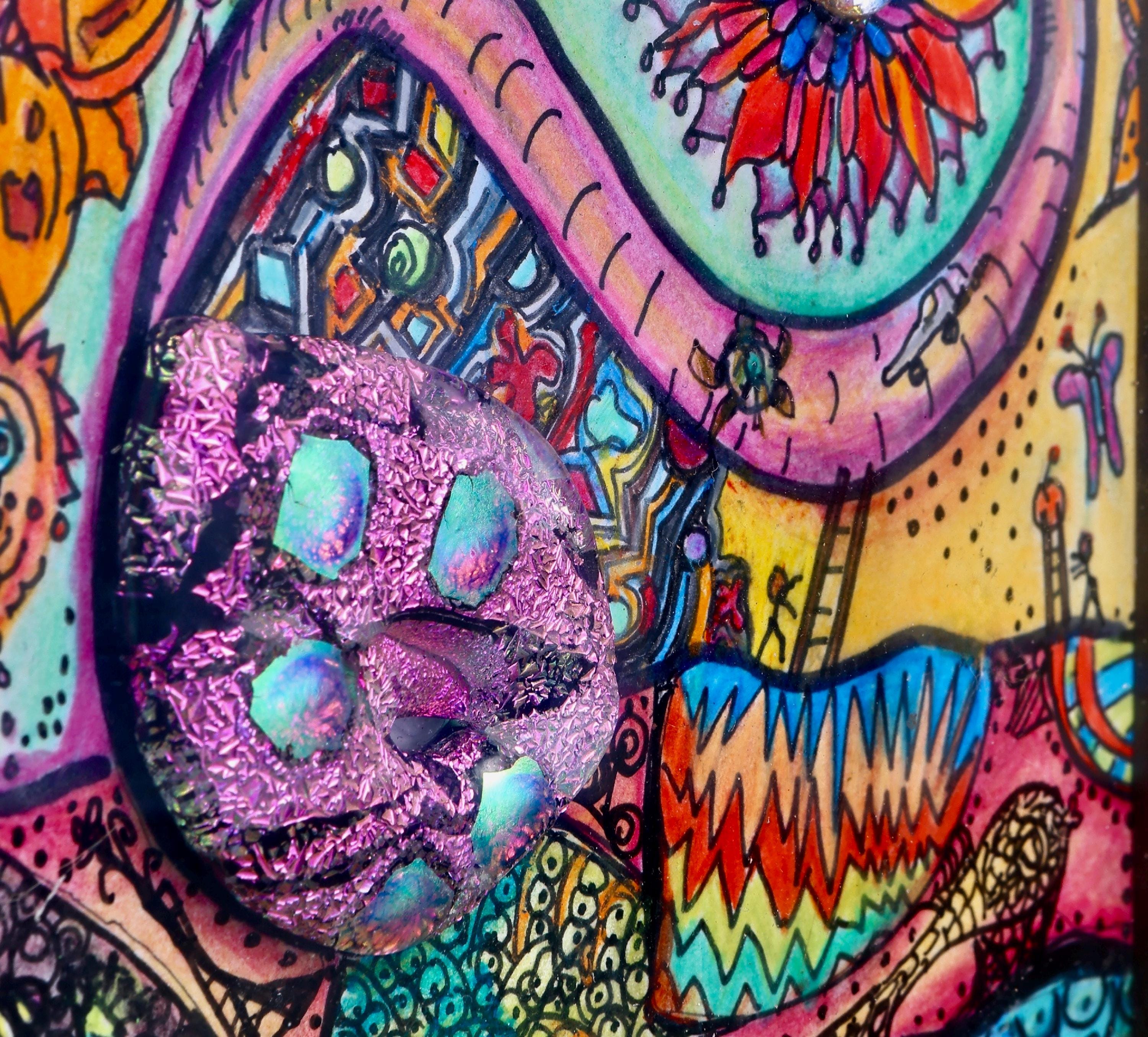 Follow - Art Print, Colorful, Mixed Media, Giclee Print On Archival Paper, Fabric, Canvas, Archival Ink, Signed By Artist, Matted - Thumbnail 3