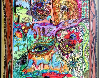 Lámina artística Mind's Eye: Impresión giclée de técnica mixta a color, firmada.