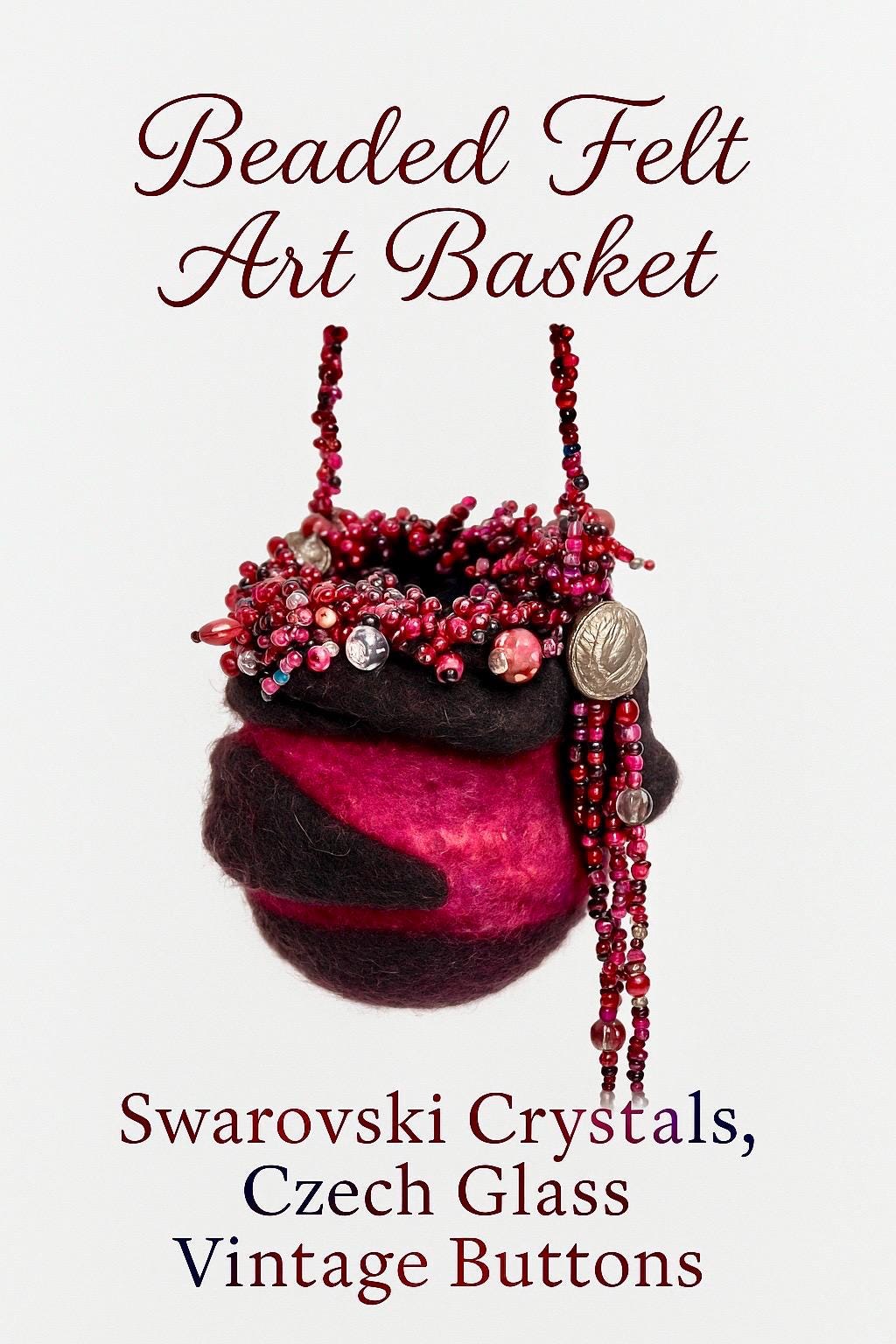 Enchanting Hanging Basket Vessel, ,  stunning fusion of Swarovski crystals, exquisite Czech glass, and charming vintage buttons. - Thumbnail 6
