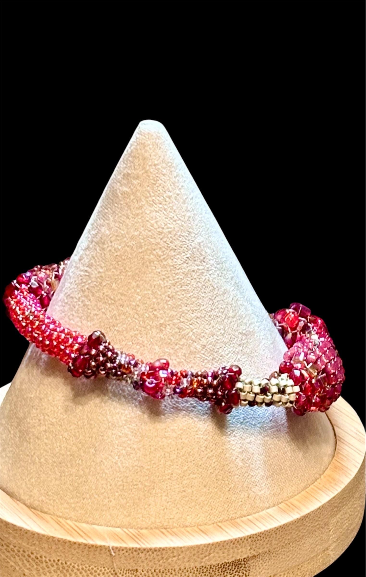 Peyote Seed Bead Bracelet – Slip-On Beaded Bangle – Bold Artisan Jewelry – Handmade with Love - Thumbnail 3