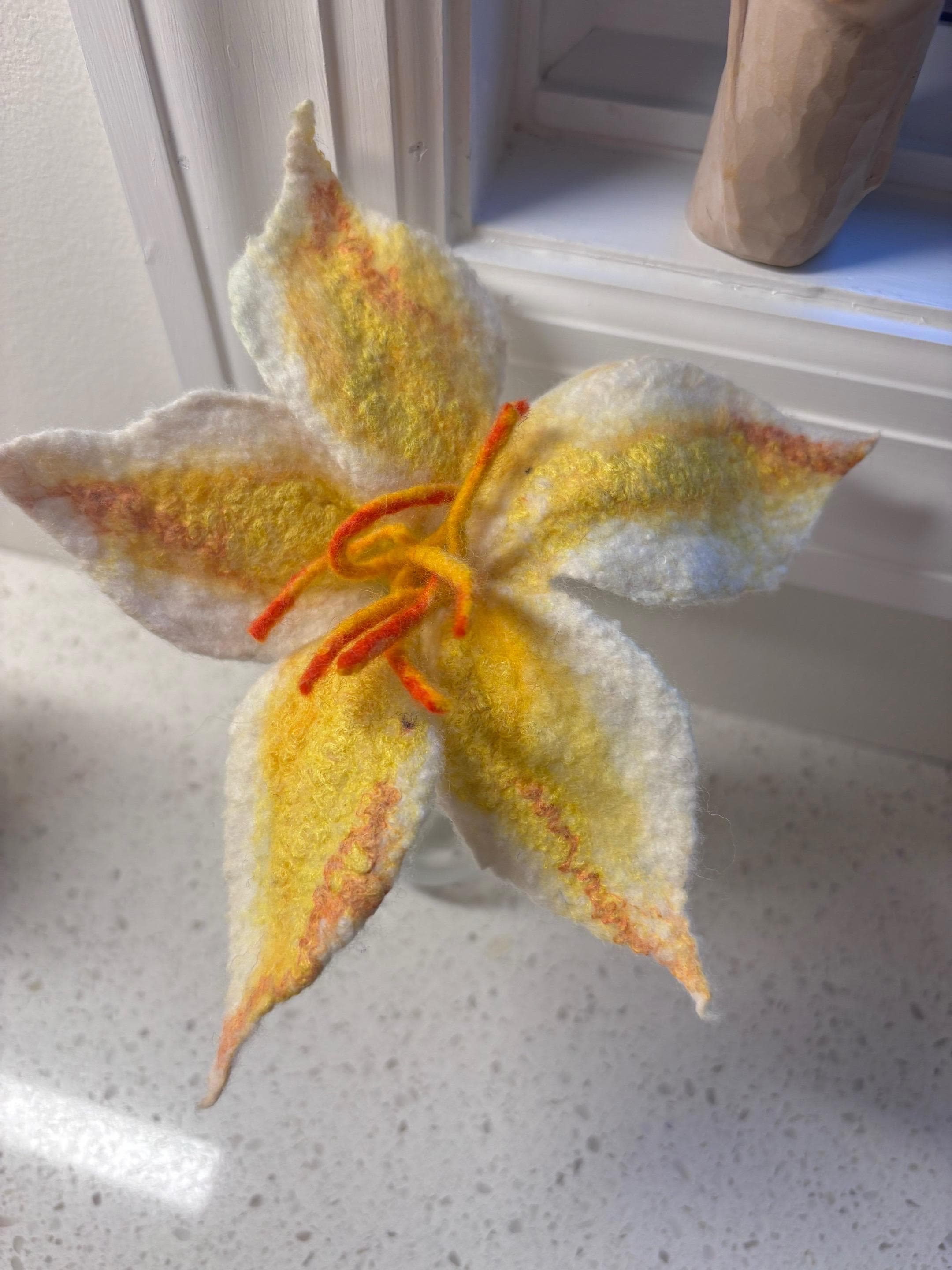 Felted, Handmade, Sculptural Fiber Creation, decoration, One of a Kind Art, Wet Felted Merino Wool, Silk Fibers and Threads, Home Decor - Thumbnail 3