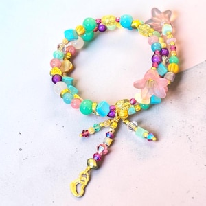 Spring Garden - Memory Wire Charm Bracelet - Part of the Threads of Meaning Collection