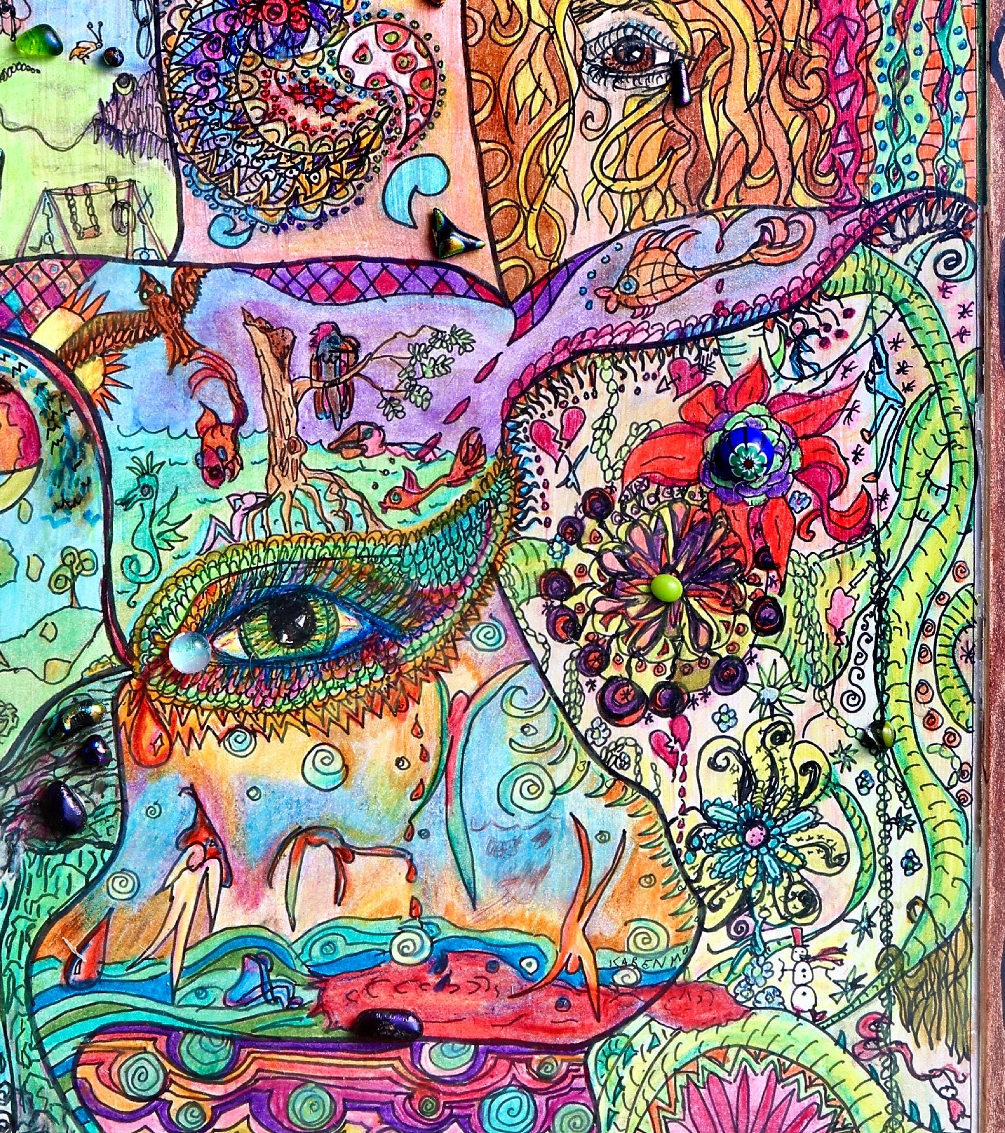 Mind's Eye - Art Print, Colorful, Mixed Media, Giclee Print On Archival Paper, Fabric, Canvas, Archival Ink, Signed By Artist, Matted - Thumbnail 4