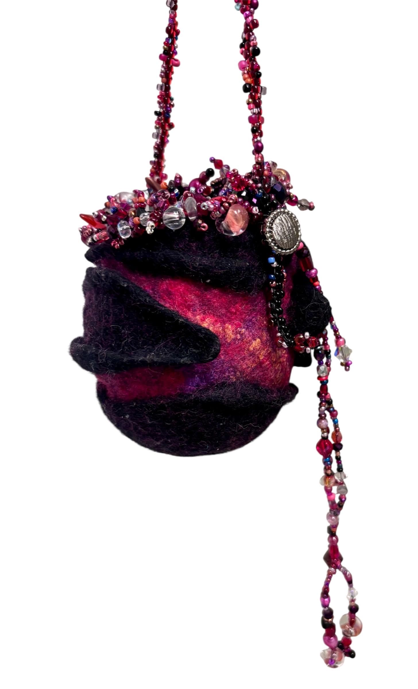 Enchanting Hanging Basket Vessel, ,  stunning fusion of Swarovski crystals, exquisite Czech glass, and charming vintage buttons. - Thumbnail 4