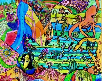 Lámina artística de técnica mixta a todo color: Impresión giclée firmada, con paspartú.