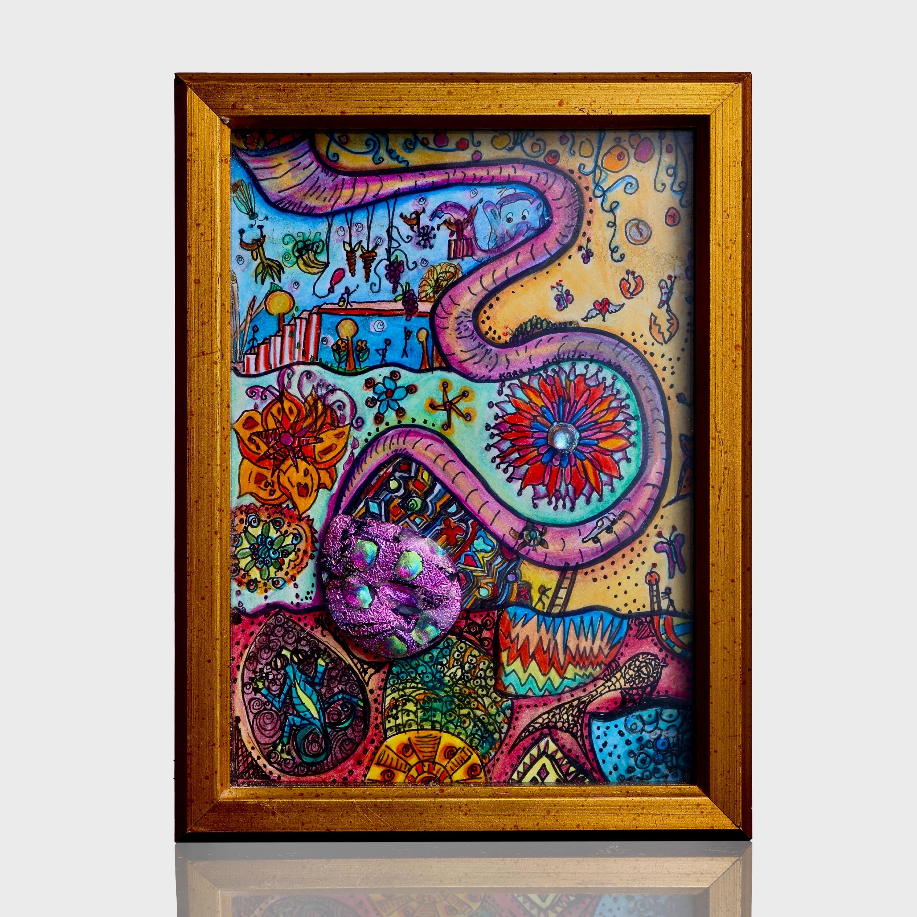 Follow - Art Print, Colorful, Mixed Media, Giclee Print On Archival Paper, Fabric, Canvas, Archival Ink, Signed By Artist, Matted - Thumbnail 4